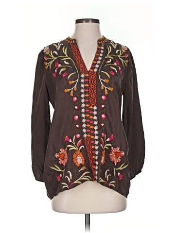 Johnny Was 3/4 Sleeve Silk Top (view 1)