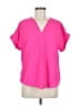Jess Lea 100% Polyester Pink Short Sleeve Blouse Size M - photo 1
