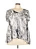 St. Tropez West 100% Rayon Silver Short Sleeve Blouse Size 3X - photo 1