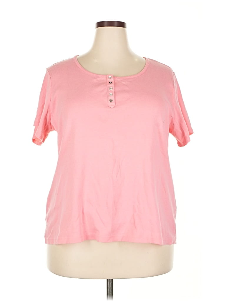 Pre-owned Croft & Barrow Short Sleeve Henley Shirt In Pink