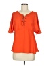 HD in Paris Solid Orange Short Sleeve Blouse Size 6 - photo 1