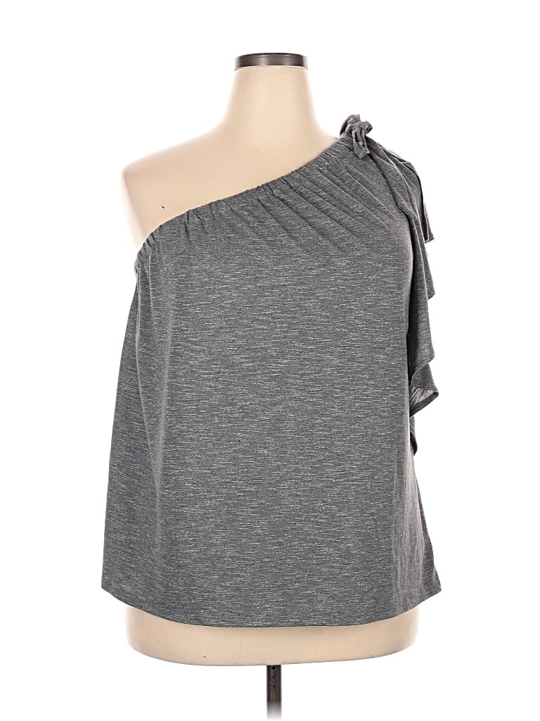 A.n.a. A New Approach Sleeveless Top Gray One Shoulder Neckline Tops