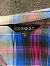 Express 100% Rayon Plaid Blue Long Sleeve Blouse Size M - photo 7