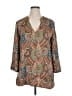 Zara Basic Paisley Tan Long Sleeve Blouse Size XL - photo 1