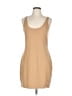 Open Edit Solid Tan Casual Dress Size L - photo 1