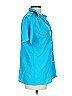 Diane von Furstenberg 100% Polyester Teal Short Sleeve Blouse Size 10 - photo 4