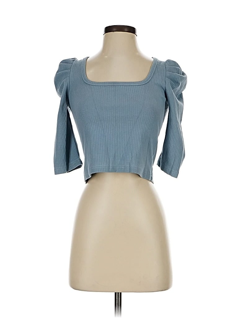 Pre-owned Rebecca Minkoff Short Sleeve Top Blue Sweetheart Neckline Tops