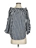 cavalini 100% Cotton Stripes Blue 3/4 Sleeve Blouse Size S - photo 1
