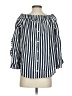 cavalini 100% Cotton Stripes Blue 3/4 Sleeve Blouse Size S - photo 2