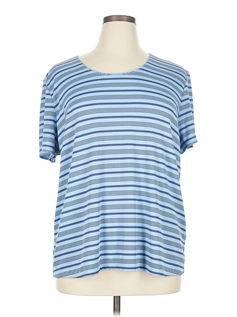 Pre-owned Covington Short Sleeve Top Blue Scoop Neck Tops
