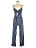 Caution to the Wind Stripes Blue Jumpsuit Size M - photo 1