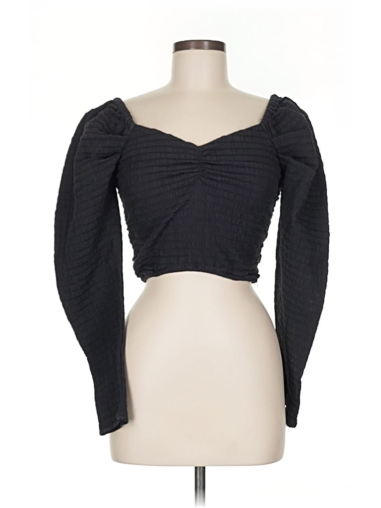 Pre-owned Cleobella Long Sleeve Top Black Sweetheart Neckline Tops