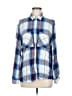 Express 100% Rayon Plaid Blue Long Sleeve Blouse Size M - photo 1