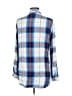 Express 100% Rayon Plaid Blue Long Sleeve Blouse Size M - photo 2