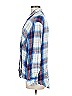 Express 100% Rayon Plaid Blue Long Sleeve Blouse Size M - photo 5