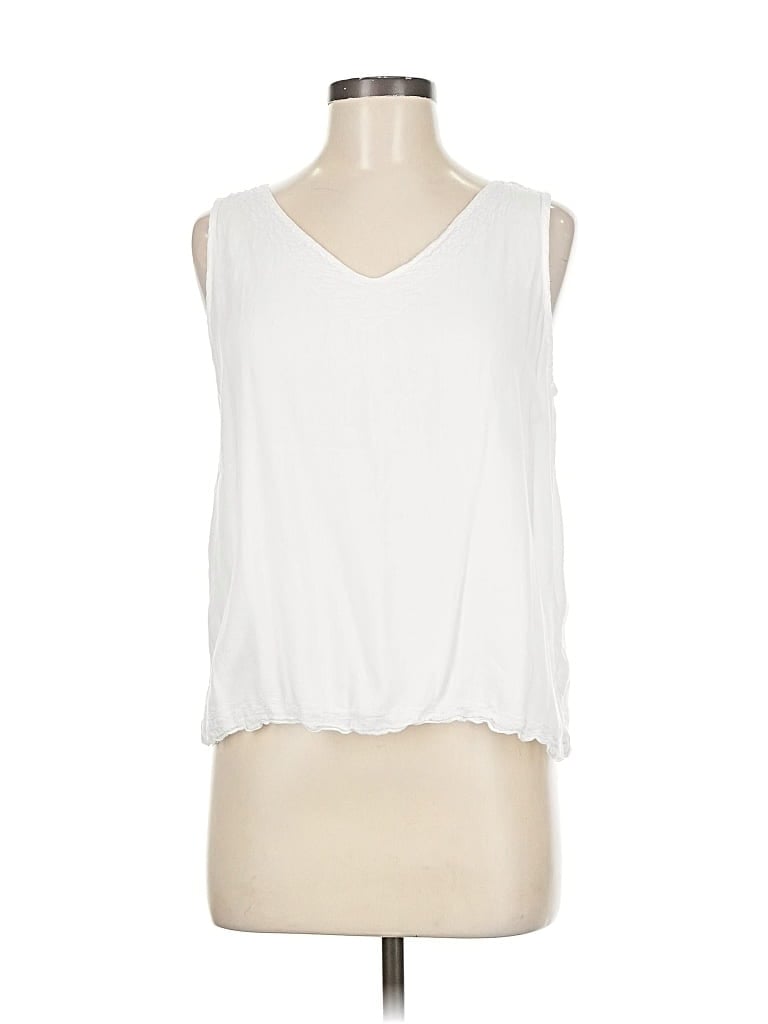 Pre-owned Blue Ginger Sleeveless Top White V Neck Tops