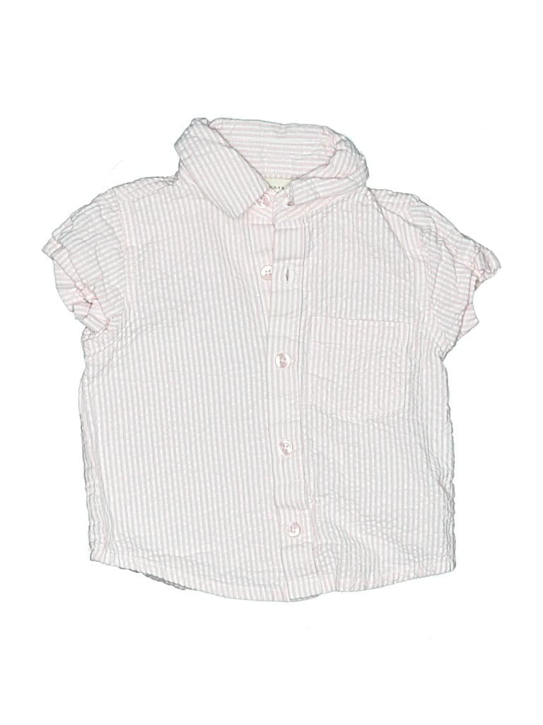 Pre-owned Monica + Andy Babies' Short Sleeve Button Down Shirt In White