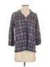 Cato Plaid Gray 3/4 Sleeve Blouse Size S - photo 1