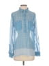 Joe Fresh 100% Polyester Polka Dots Blue Long Sleeve Blouse Size S - photo 1