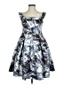Parker Black 100% Polyester Tropical Blue Cocktail Dress Size 4 - photo 1