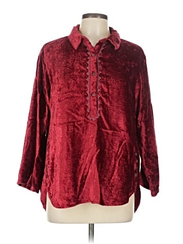 Tru Luxe Jeans 3/4 Sleeve Button-Down Shirt (view 1)