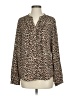 Karl Lagerfeld Paris 100% Polyester Animal Print Brown Tan Long Sleeve Blouse Size P (petite) - photo 1