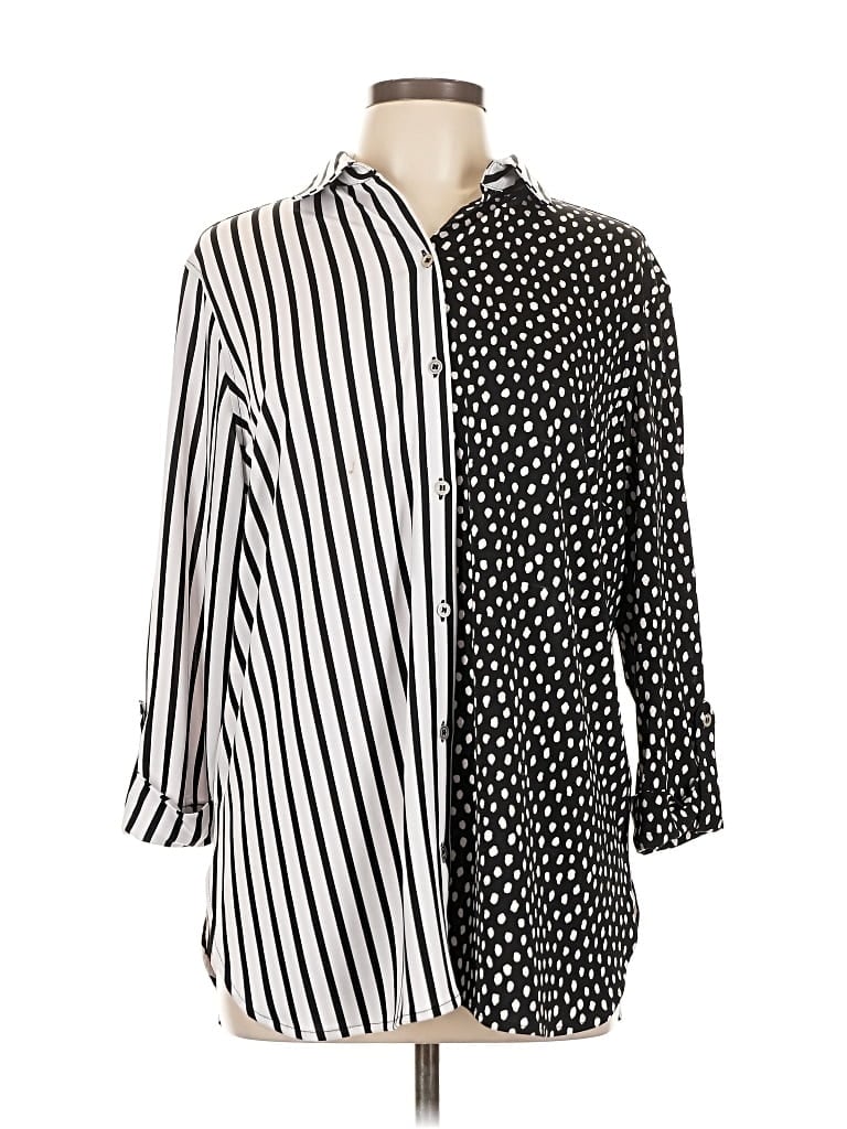 Pre-owned Nygard 3/4 Sleeve Button Down Shirt In Black