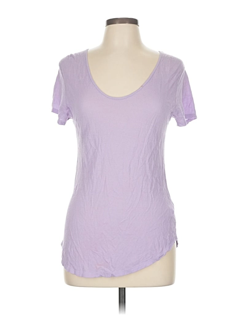 Pre-owned Zara Collection Short Sleeve Top Purple Scoop Neck Tops