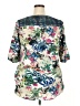 Fig and Flower 100% Polyester Floral Green 3/4 Sleeve Blouse Size 2X - photo 2