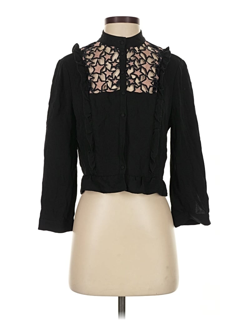 Pre-owned Fleur Du Mal 3/4 Sleeve Blouse In Black