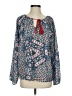 Love Sam 100% Rayon Paisley Blue Long Sleeve Blouse Size S - photo 1