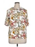 Olivia Grey 100% Rayon Print Ivory Short Sleeve Blouse Size 1X - photo 1