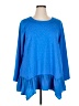 LOGO Lounge Solid Blue Long Sleeve Top Size 1X - photo 1