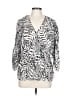 Simply Vera Vera Wang 100% Polyester Animal Print Silver 3/4 Sleeve Blouse Size L - photo 1