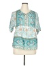 Shein Curve 100% Polyester Teal 3/4 Sleeve Blouse Size 0X - photo 1