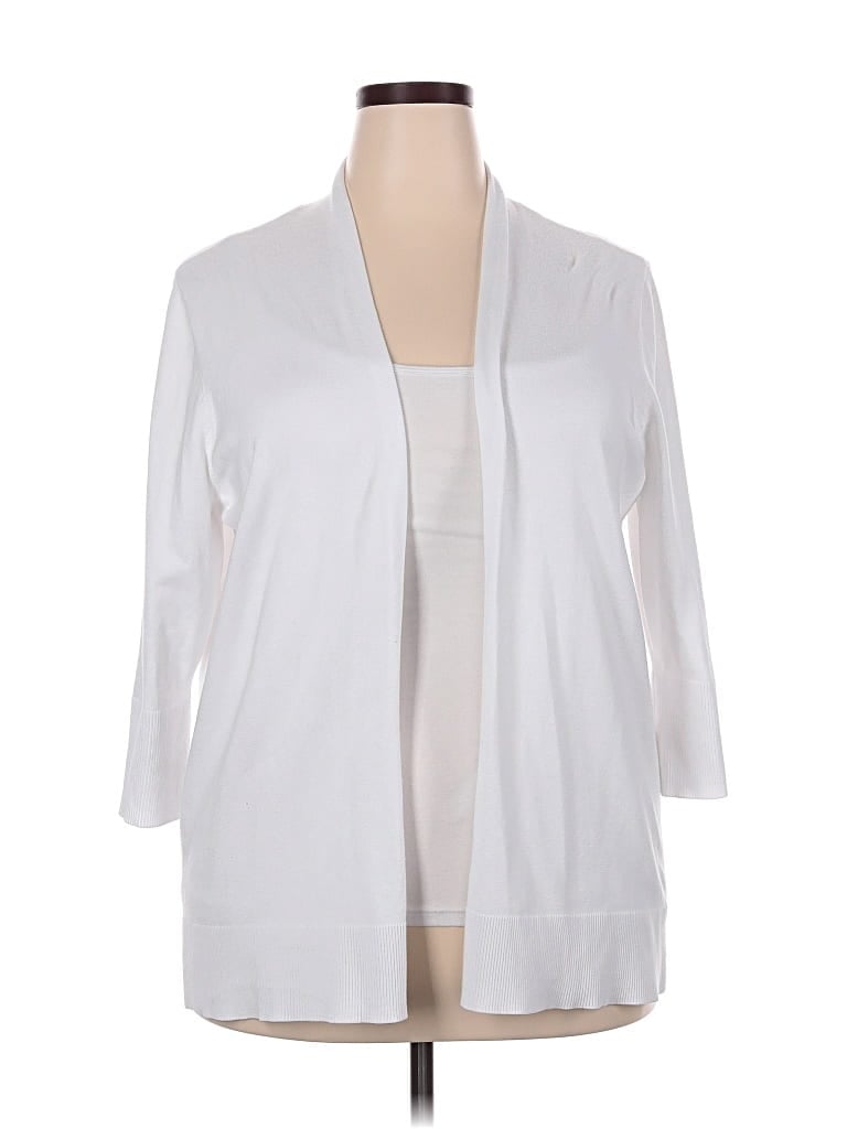 Pre-owned Evolution By Cyrus Cardigan Sweater In White