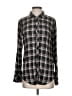 Banana Republic 100% Rayon Plaid Black Long Sleeve Button-Down Shirt Size S - photo 1