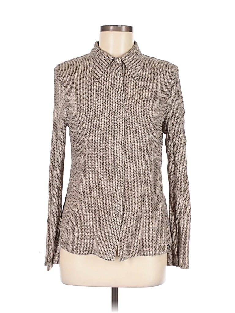 Pre-owned Superdry Long Sleeve Button Down Shirt In Brown