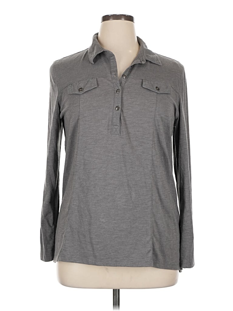 Pre-owned Northcrest Long Sleeve Polo Shirt In Gray