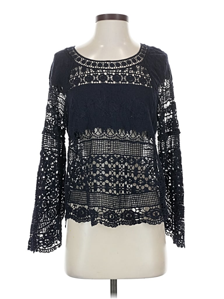 Pre-owned Deletta Long Sleeve Blouse In Black