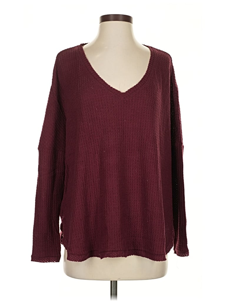 Pre-owned Out From Under Long Sleeve T-shirt In Burgundy