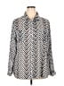Cato 100% Polyester Chevron-herringbone Silver White Long Sleeve Blouse Size 18 - 20 - photo 1