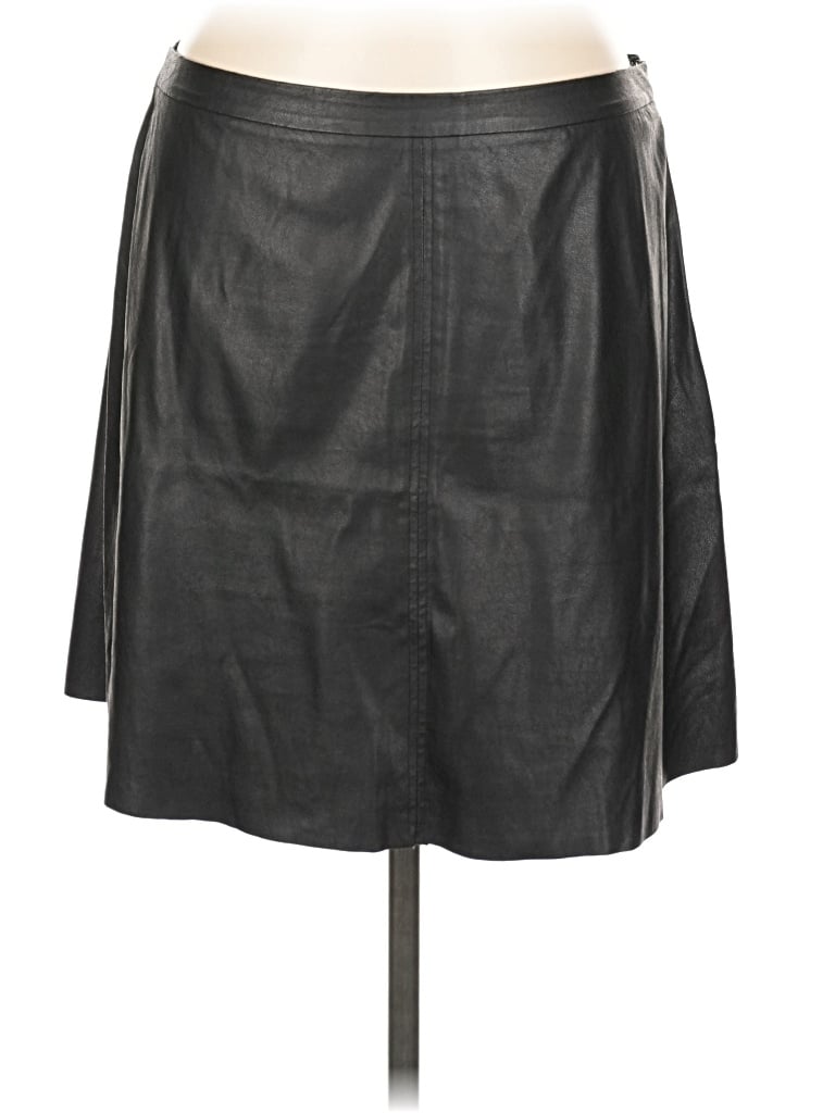 Pre-owned Peyton Jensen Faux Leather Skirt In Black