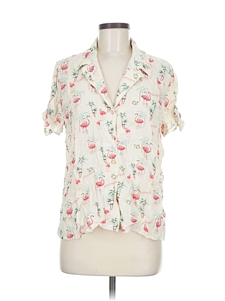 Pre-owned Mng Short Sleeve Blouse In White