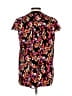 Attention 100% Polyester Floral Black Short Sleeve Blouse Size L - photo 2