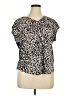 Perseption Concept 100% Polyester Animal Print Ivory Short Sleeve Blouse Size XL - photo 1