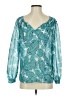 Ann Taylor 100% Polyester Paisley Teal Long Sleeve Blouse Size S - photo 1