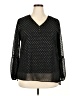 Maurices 100% Polyester Polka Dots Black Long Sleeve Blouse Size XXL - photo 1