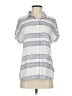BeachLunchLounge Stripes Gray White Short Sleeve Blouse Size XS - photo 1