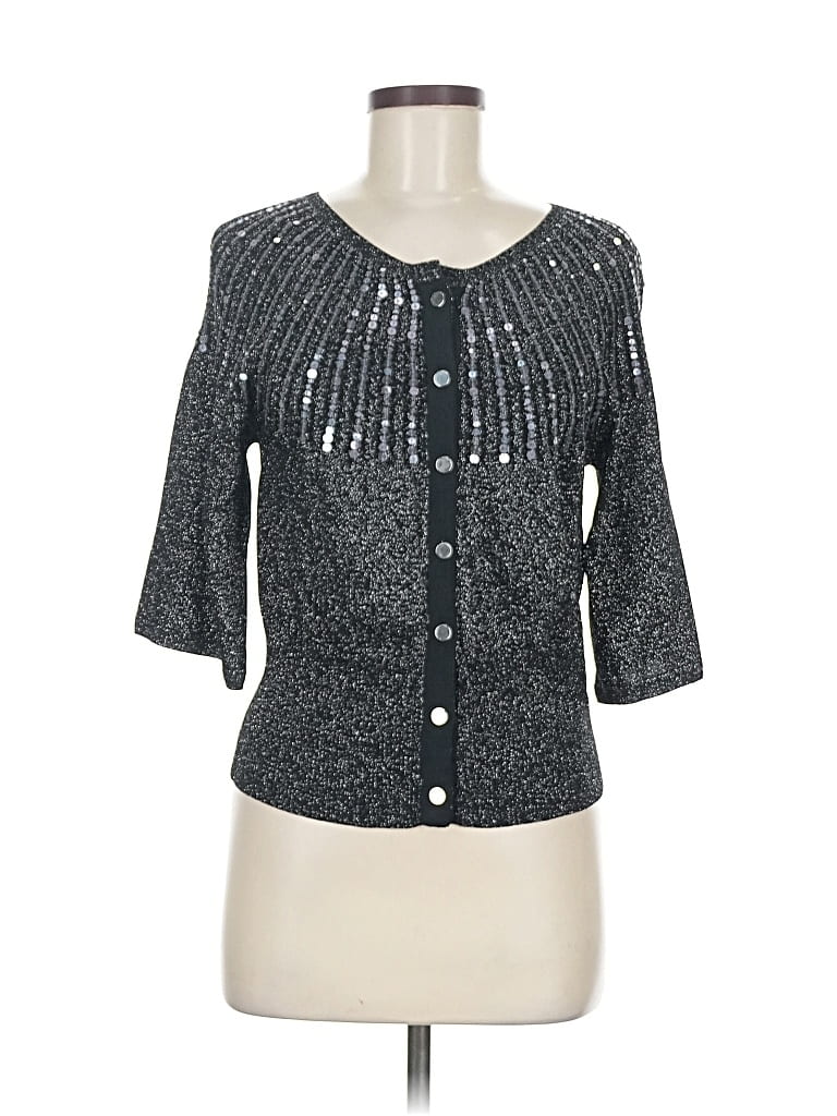 Pre-owned Harold's 3/4 Sleeve Top Silver Sweetheart Neckline Tops